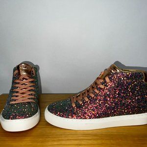 Skechers Street Rise Glitter high top Sneakers Rose Gold Multi size 9.5